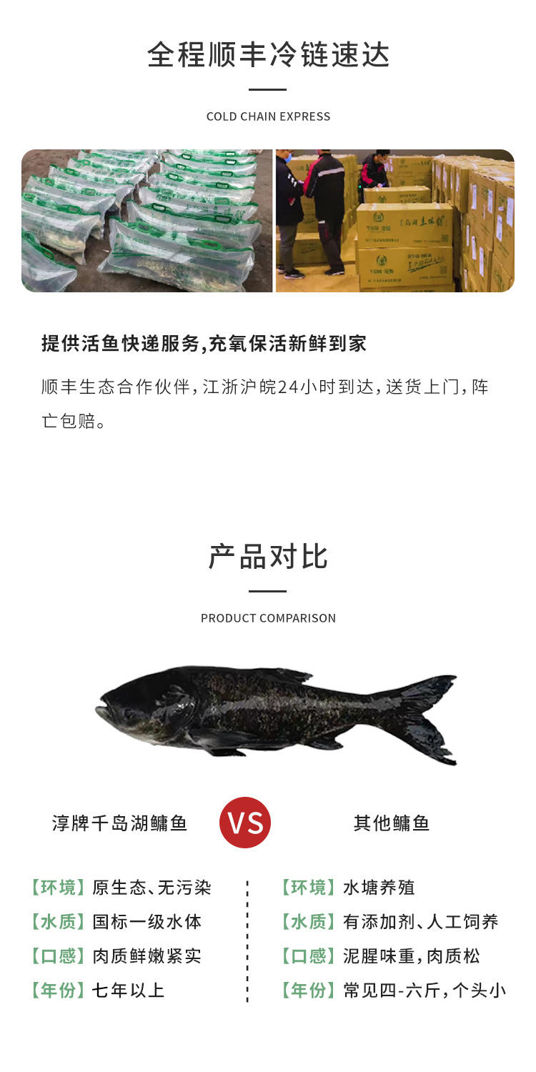 【淳牌】千岛湖原生态有机鱼 胖头鱼放养7年 江浙沪包邮详情4