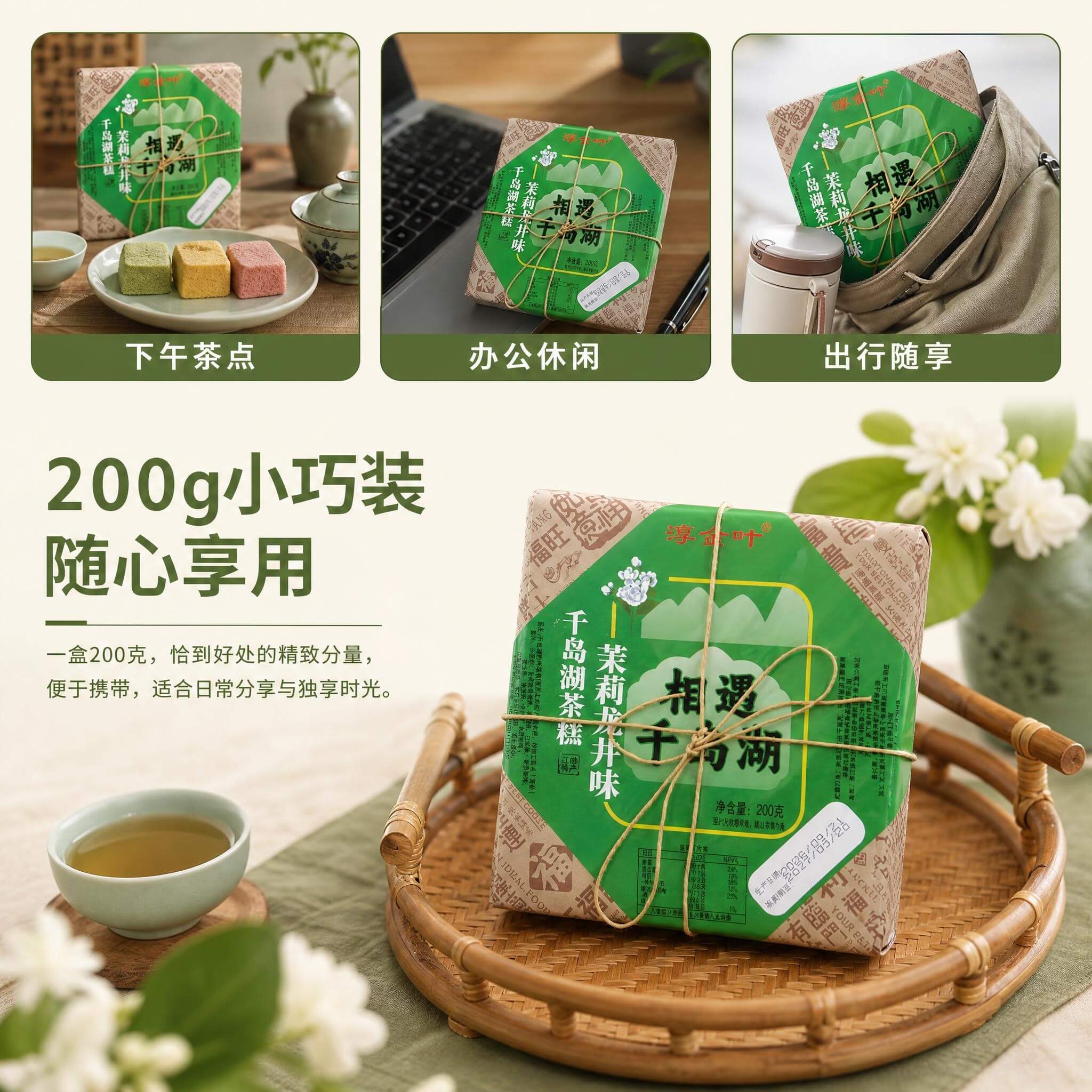 淳金叶千岛湖茶糕200克多口味麻绳复古礼盒伴手礼详情4